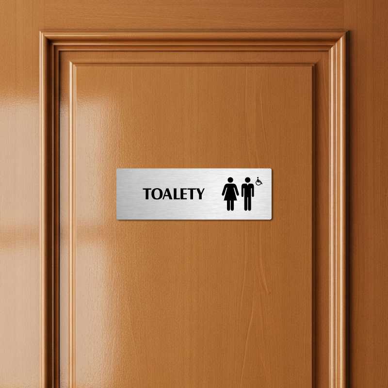 Toalety společné invalida, 240x79mm, zlatá popiska 